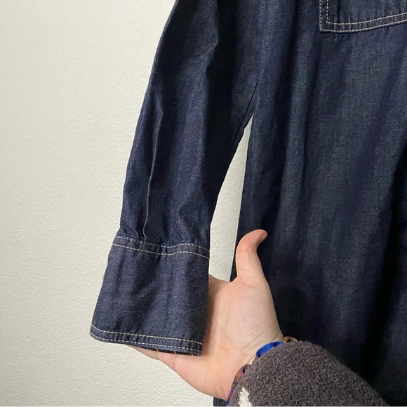 Tommy Hilfiger Denim Shirtdress Ruffle Hem NEW Size 8/10 Casual Chic Americana - Picture 11 of 16